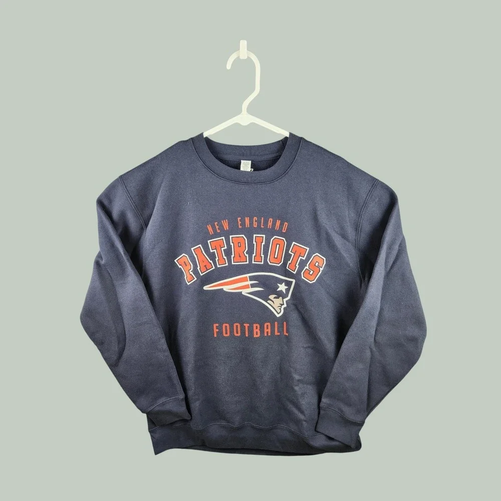New England Patriots Sweatshirt Men's Large NFL Football Crewneck Pullover Navy - Picture 2 of 12